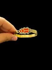 Ancient Egyptian Scarab Bracelet with Golden Band and Timeless Amulet