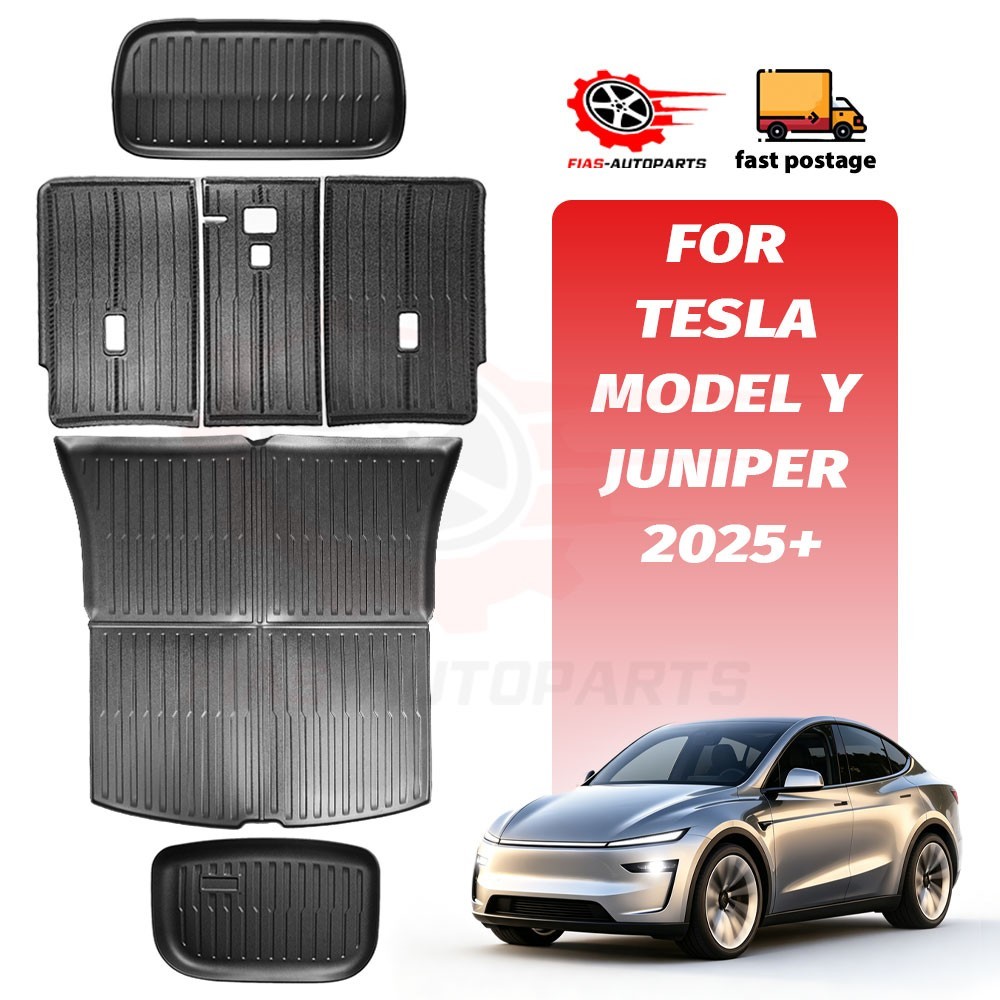 3D TPE Front Rear Boot Liner Set For Tesla Model Y Juniper 2025+ Cargo Kick Mats
