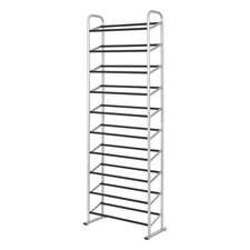 10-Tier Shoe Rack with Black & Silver Finish