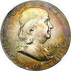 1963-D 50C NGC MS65 SILVER FRANKLIN ~  RAINBOW ROLL-END GEM!