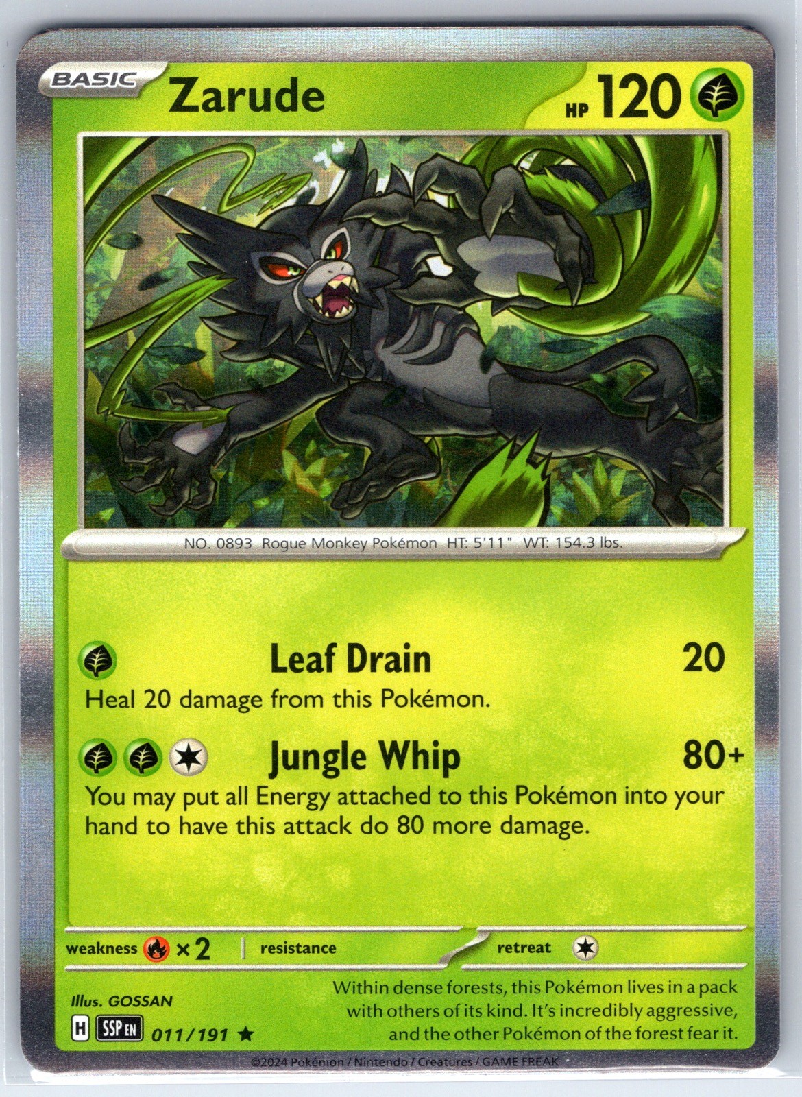 Zarude 011/191 Rare Surging Sparks Pokemon Holo Near Mint