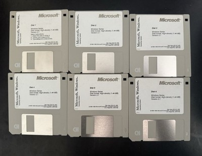 Microsoft Windows 3.1 (1992 1993) Complete 6-Disk Set | Vintage 3.5   Floppies
