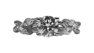 GIA Cert 18K WG 0.30Ct J VS1 Round Brilliant DIA Engagement Ring Sz 4.25 1.6dwt