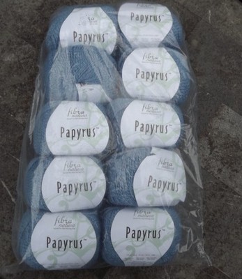 Fibra Natura Papyrus  10 balls, french blue, cotton/silk 131 yards per ball NEW