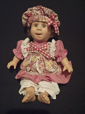 Vintage GiGo Toys Palm Pal Kids Baby Doll 11'' girl in red and pink dress
