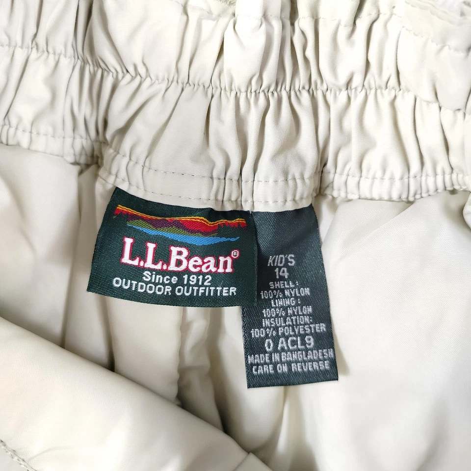 LL Bean Pantalones de Nieve Juveniles 14 Largos Beige Aislante Esquí Snowboard Nylon Foto 4 de 4