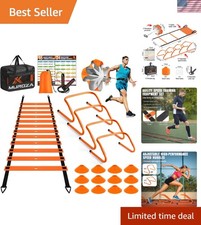 20ft Agility Ladder Training Set - Speed Boosting Equipment with Hurdles  Cones