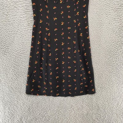 Urban Outfitters Dress Womens S Black Floral Puff Sleeve Dark Romantic  Sundress | eBay
