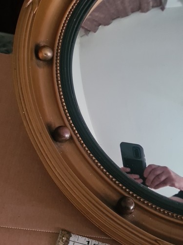 Vintage Convex Round Mirror with Gilded Frame Diameter Approx 40cm - Picture 4 of 16