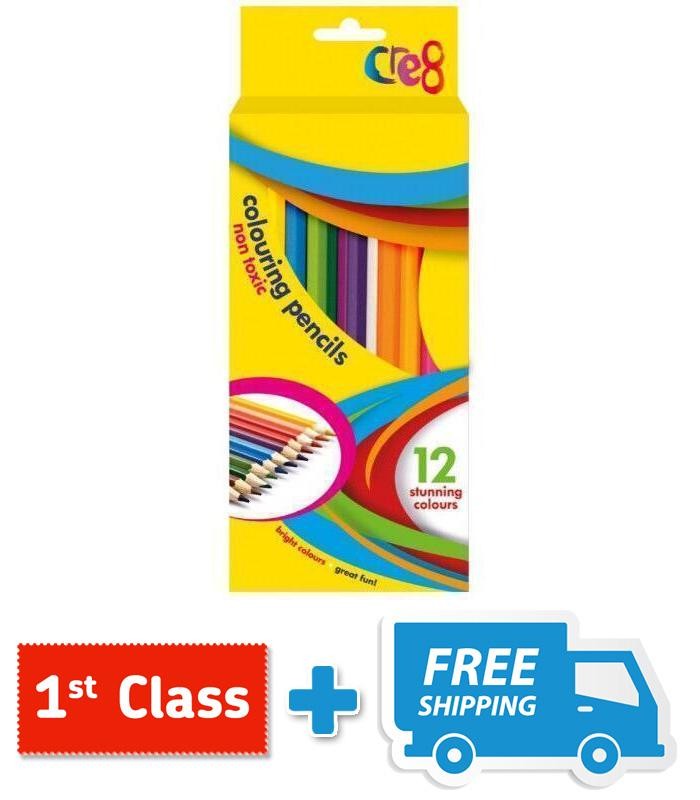 Cre8 Non-Toxic Coloring Pencils for Children Arts and Crafts- 12 Stunning Colors