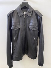 Giubbotto bomber aviatore uomo vintage Diesel pelle nera taglia XL MSRP $700+