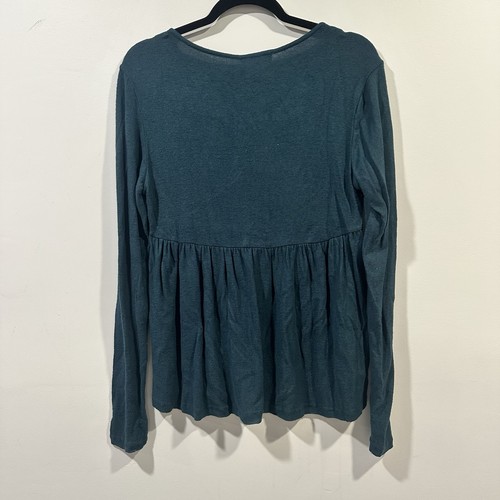 Camicetta In Loom Teal taglia Large nuova con etichetta scollo a V top autunnale morbida boho preppy - Foto 3 di 4