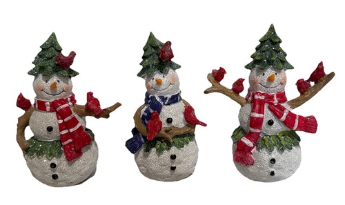 3er Set Festlicher Weihnachtsbaum Schneemann Kardinäle Figur Trio Weihnachtsdeko - Bild 2 von 10
