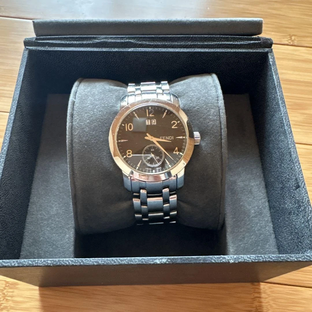 Orologio Fendi 2100G Uomo Quarzo Argento Nero Scatola Inclusa