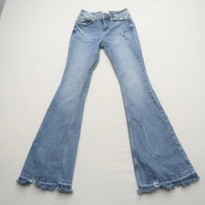 Shyanne Womens Flare Jeans Size 26 Mid Rise Distressed Western Stretch Denim