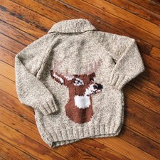 Vintage 50s/60s Cowichan Sweater Mary Maxim Deer XS