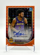 2025-26 Bowman Bronny James Jr Orange Geometric Refractor Auto /25 RC Lakers