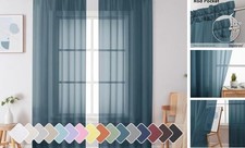 Sheer Curtains 84 Inches Long, Light 42"W x 84"L Pack of 2 Dusty Blue