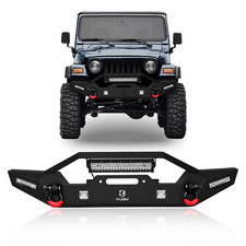 Vijay Steel Front Bumper Wwinch Plateled Lights For 1997-2006 Jeep Wrangler Tj