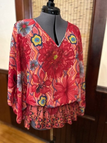 Ultra Pink Brand Women's Top Blouse Semi Sheer Lightweight Boho Plus Size 1X