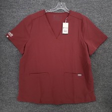 NEW Figs Scrub Top Women 2XL XXL Brown Casma Three Pocket Medical Uniform V Neck