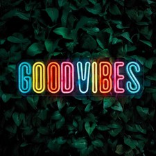 GOOD VIBES LED Neon Light Sign Solar Wall Neon Light Home Outdoor Neon Sign