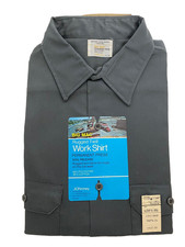 Vintage JC Penny Big Mac Rugged Twill Work Shirt Mens Large Gray USA New