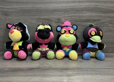 FNAF Security Breach Blacklight Foxy Gator Chica Freddy Plush Set of Four Plush