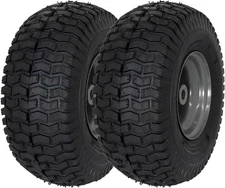 2-PCS 15x6.00-6 Tire and Wheel Assembly Replacement Lawn Mower Front Tires Black