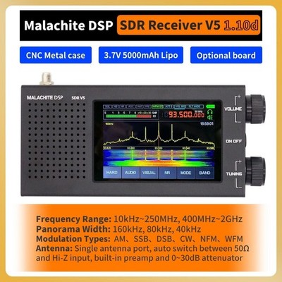 Malachite DSP SDR Radio Receiver V5 with 1.10d Firmware Shortwave Radio #zv