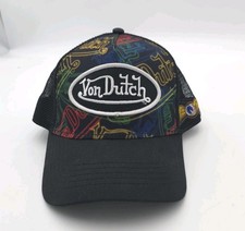 Von Dutch Trucker Hat Black/White Mesh Back Adjustable Graphic Designer One Size