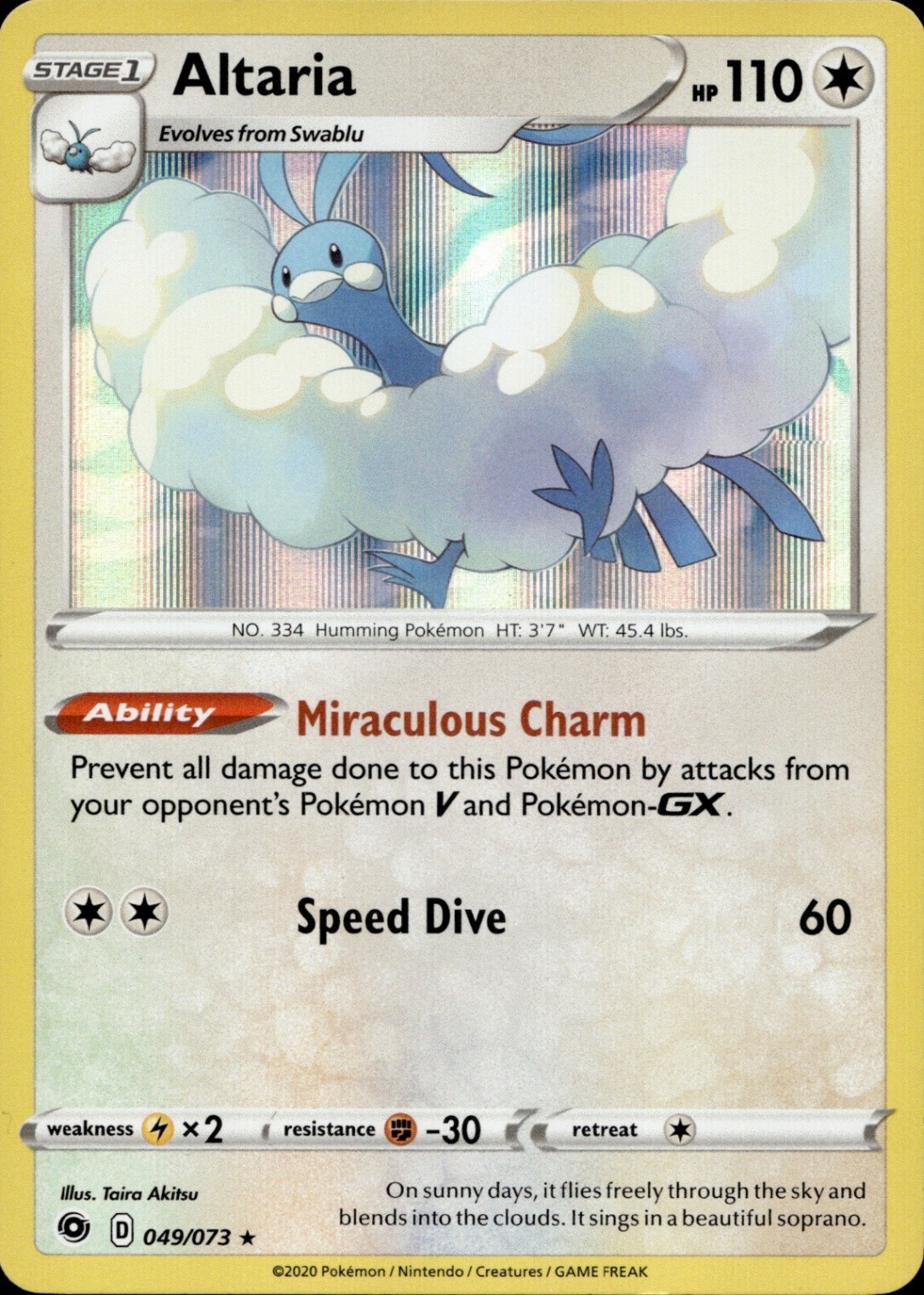 Altaria Holo Rare Champion's Path 49/73 NM