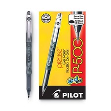Pilot P500 Extra Fine 38600 Black 0.5mm Precise Gel Roller Pen 12 Pens PIL38600