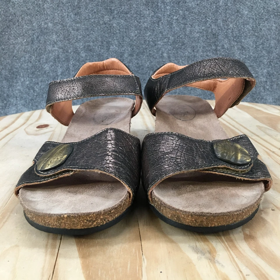 Sandalias Taos para mujer 37 pirámide punta abierta cuña honda cuero marrón metálico Foto 4 de 4