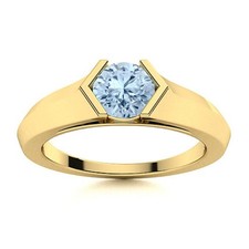 925 Sterling Silver March Natural Aquamarine Daughter Boho Solitaire Ring