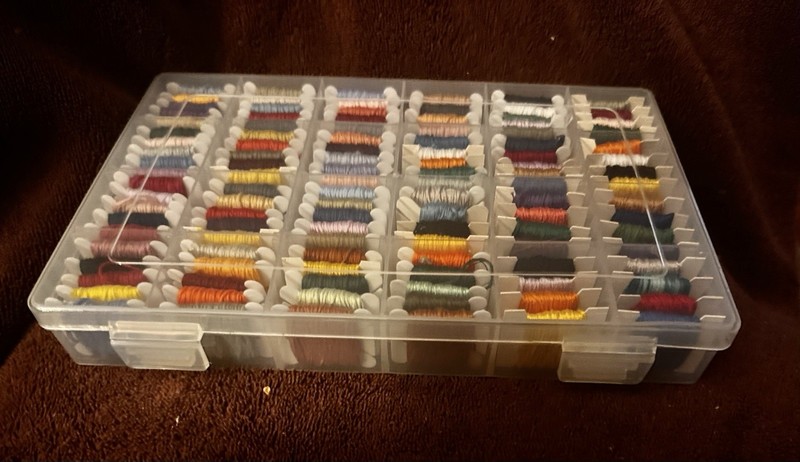 Box of Embroidery Floss, 100+ cards, various manufacturers,  full Skeins