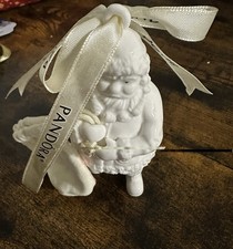 Pandora 2013 Santa Claus White Porcelain Christmas Ornament with Charm Pouch