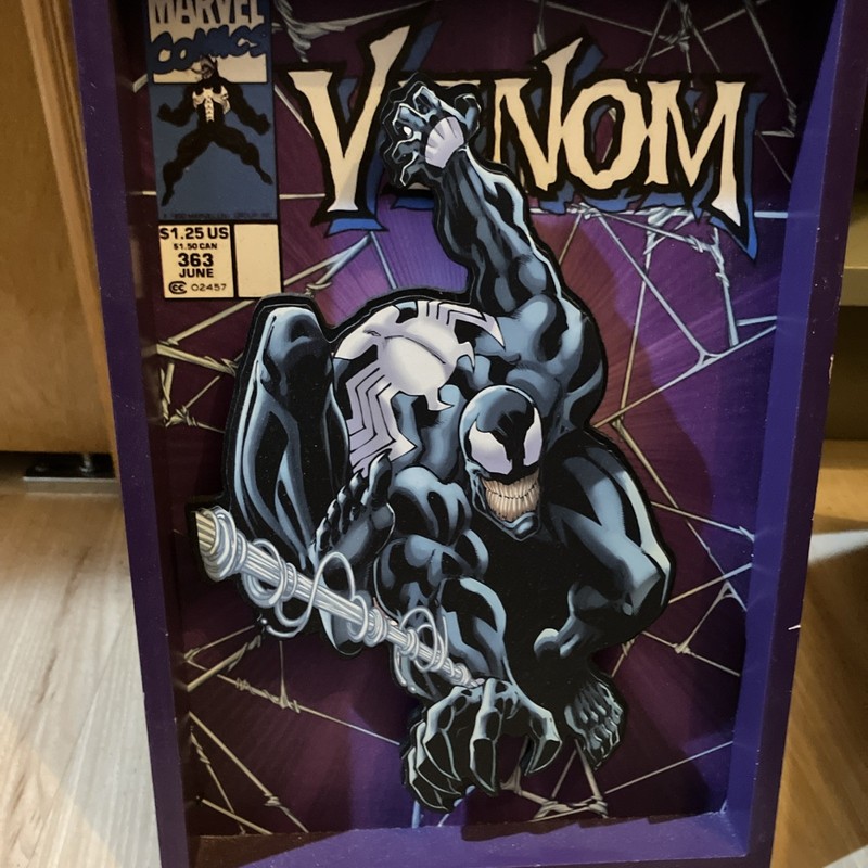 Marvel Venom Pop Creations 3D Wooden Wall Frame Comic Poster Framed  8×12