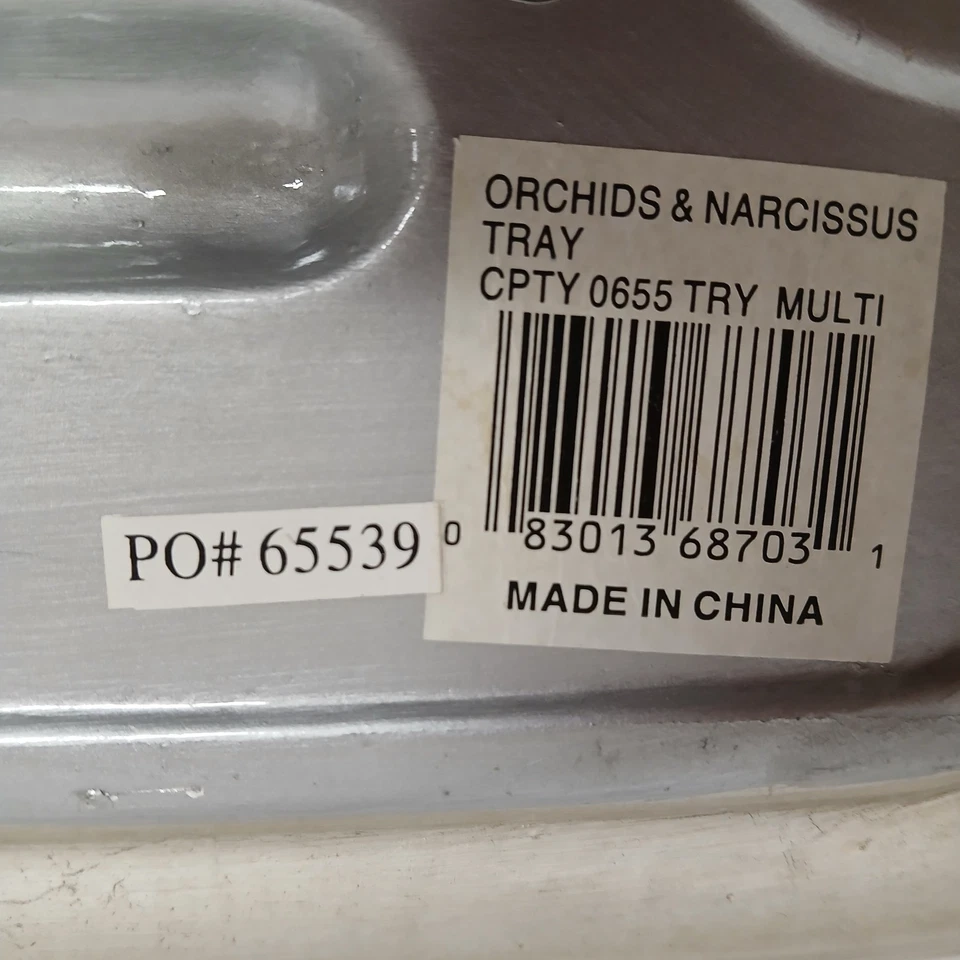 Bandeja de tocador con estampado floral gris dorado orquídeas y narciso 12,25" x 6,25" cerámica Foto 4 de 4