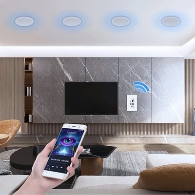 4 Pack 6.5'' Bluetooth In Ceiling Speakers 600W and In Wall Amplifier Indoor
