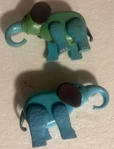 Fisher Price set of 2 Elephant Little People Toy Figures. Blue. Vintage.
