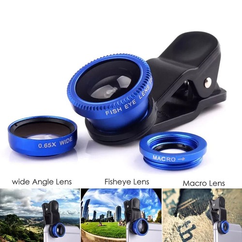 Mobile Phone Camera Lens Universal Lens Set 3 In 1 Fisheye Macro Wide Angle Clip - Zdjęcie 3 z 6