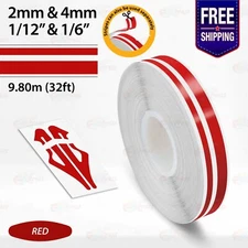 RED 1/12" & 1/6" Roll Vinyl Pinstriping Stripe Double Line Tape Decal Sticker
