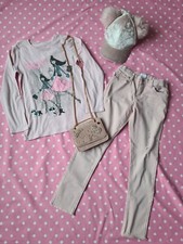 the childrens place girls 4pc outfit distressed jean pants top hat size 7 8