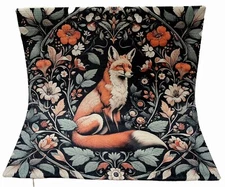 William Morris Abstract Fox Floral Design Linen Throw Pillow Cover Home Decor