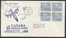 1964 #436 8c Jet Plane FDC Block Ginn Cachet Ottawa