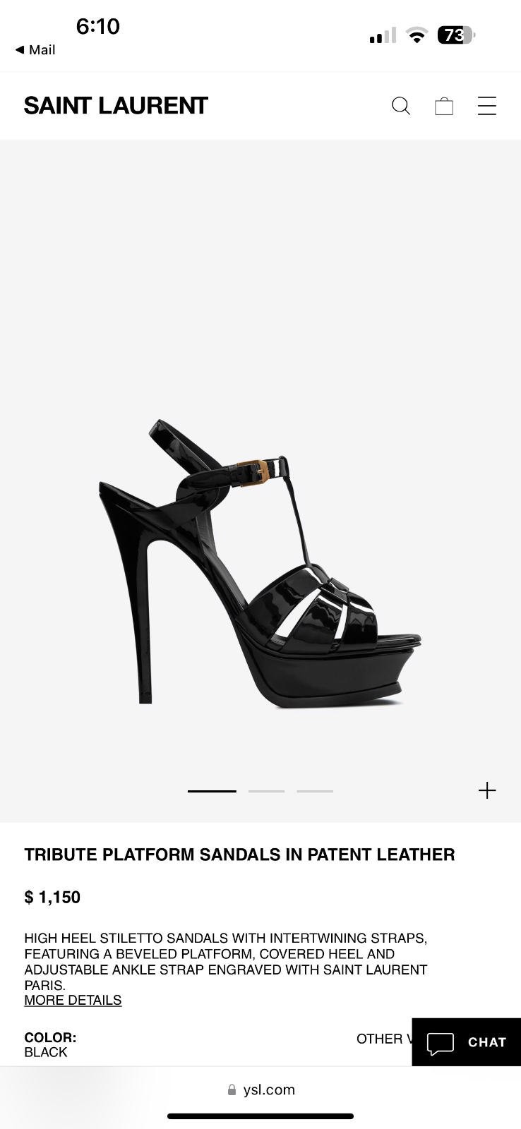 Sandalo plateau tributo saint laurent in pelle verniciata nera