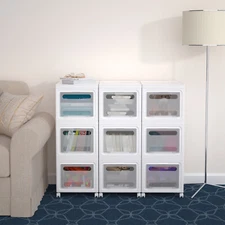 3-9 Drawer Plastic Storage Bin Cabinet Organizer Container Unit Boxes Stackable