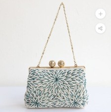 Turquoise Starbursts Vintage 1950  s Beaded Handbag