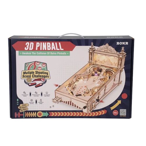 Rokr Pinball Machine 3D Wooden Puzzle Amusing Table Game with Music LED Light - Picture 5 of 6
